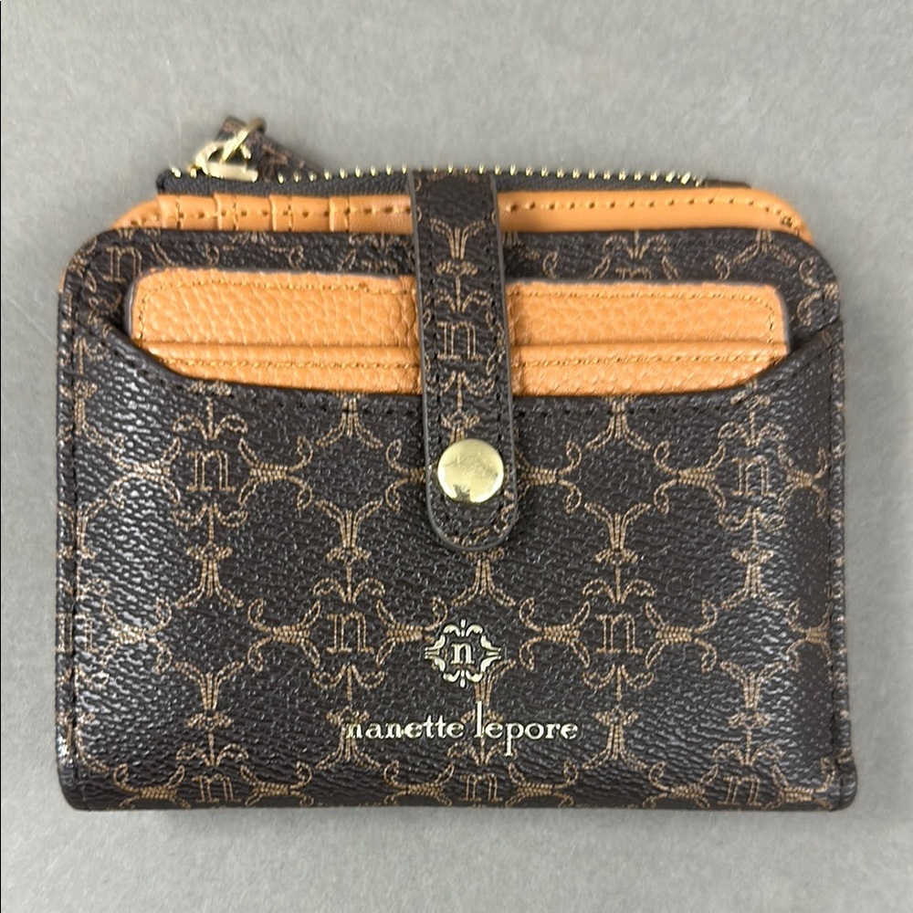 Nanette Lepore Brown and Tan Card Holder Wallet